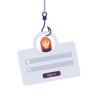 phishing gancho e Conecte-se forma. phishing Conecte-se credenciais conceito. vetor ilustração