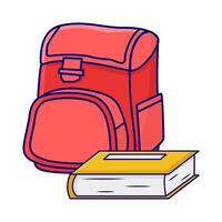 mochila escola com livro ilustração vetor