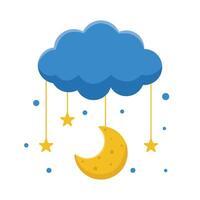 lua com Estrela suspensão dentro nuvem ilustração vetor