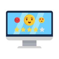 Reveja Estrela com emoji dentro computador ilustração vetor