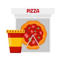 ilustração do pizza e refrigerante vetor