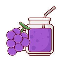 vidro uva suco com uva fruta ilustração vetor