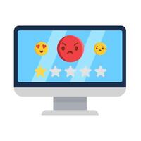 Reveja Estrela com emoji dentro computador ilustração vetor