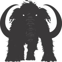 ai gerado silhueta mamute a antigo mítico pré-histórico criaturas Preto cor só vetor