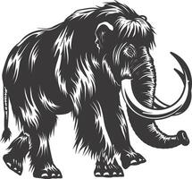 ai gerado silhueta mamute a antigo mítico pré-histórico criaturas Preto cor só vetor
