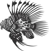 ai gerado silhueta peixe-Leão Preto cor só cheio corpo vetor