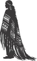 ai gerado silhueta nativo americano mulher Preto cor só cheio corpo vetor