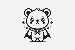 fofa bebê Urso vestindo Super heroi capa mascote logotipo vetor