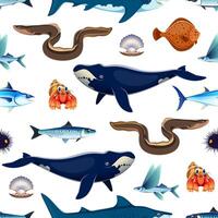 desenho animado mar animais e peixe desatado padronizar vetor