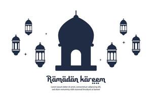 Ramadã kareem mesquita lanterna silhueta vetor ilustração