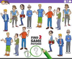encontrar dois mesmo desenho animado rapazes ou homens personagens atividade vetor