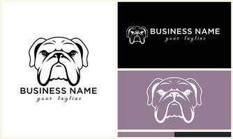 linha cabeça buldogue logotipo modelo vetor