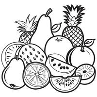 frutas esboço coloração página ilustração para crianças e adulto vetor