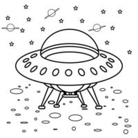 UFO esboço desenhando coloração livro página vetor