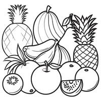 frutas esboço coloração página ilustração para crianças e adulto vetor