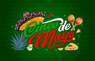 cinco de maionese mexicano feriado bandeira com sombrero vetor