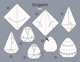 Páscoa ovo origami esquema tutorial comovente modelo. origami para crianças. degrau de degrau quão para faço uma fofa origami ovo. vetor ilustração.