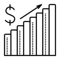 preço crescimento, salário aumentar, Preto linha vetor ícone