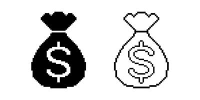 pixel arte dinheiro saco ícone vetor