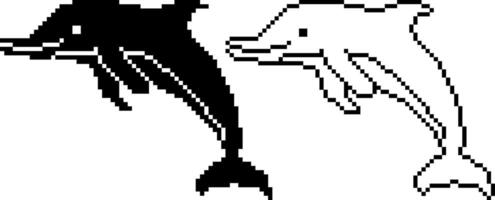 pixel arte golfinho plano ícone vetor