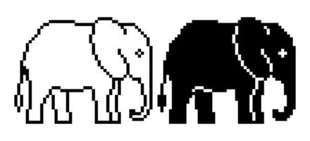 lado Visão pixel arte elefante ícone conjunto vetor