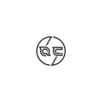qc negrito linha conceito dentro círculo inicial logotipo Projeto dentro Preto isolado vetor