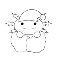 fofa desenho animado dormir axolotl com cobertor dentro Preto e branco vetor