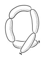 Preto e branco vetor desenhando do salsichas