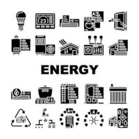 energia eficiente tecnologia casa ícones conjunto vetor