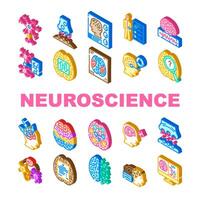 neurociência cérebro médico médico ícones conjunto vetor