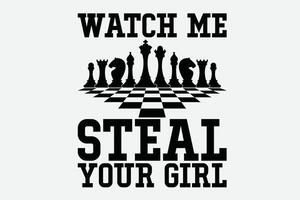 Assistir mim roubar seu menina engraçado xadrez camisa Projeto vetor
