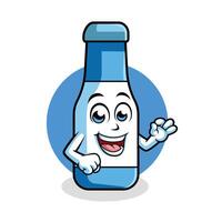 garrafa desenho animado personagem mostrando Está bem placa feliz mascote vetor ilustração clipart