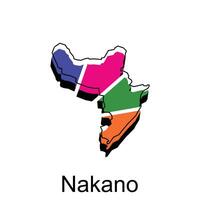 mapa cidade do nakano, geométrico colorida estilo com esboço ilustração Projeto modelo vetor