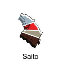 mapa Japão país com cidade do Saito, logotipo Projeto esboço modelo para seu companhia vetor