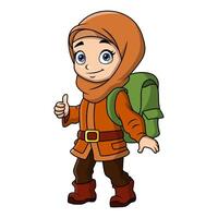 fofa explorador muçulmano menina desenho animado vetor