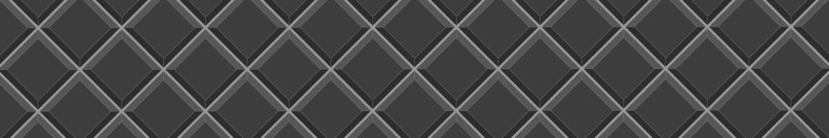 Preto quadrado telha dentro diagonal arranjo. cozinha backsplash fundo. interior ou exterior decoração textura. banheiro ou banheiro cerâmico parede ou chão mosaico desatado padronizar vetor