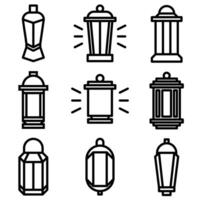 conjunto do lanterna ícone dentro linha estilo vetor