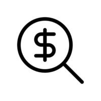 ampliação vidro com USD símbolo, americano dólar placa ícone dentro linha estilo Projeto isolado em branco fundo. editável AVC. vetor