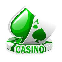 verde ícone para a casino. vetor ilustração pôquer cartões, pá símbolo, e lasca jogos.