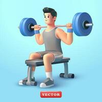muscular homem ginástica levantamento de peso, 3d vetor. perfeito para Esportes e saúde vetor