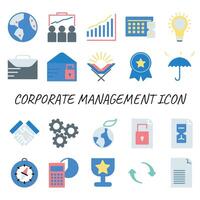 corporativo gestão ícone definir, plano estilo vetor