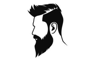 uma corte de cabelo com barba vetor Preto silhueta livre