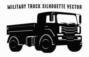 militares caminhão silhueta vetor, exército força carro e veículo Preto silhueta vetor