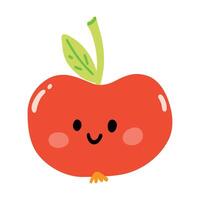 fofa mão desenhado maçã sorridente. kawaii engraçado fruta personagem para crianças vetor