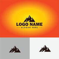 montanha pico cume logotipo vetor arte ao ar livre caminhada aventura ícone viagem logotipo modelo