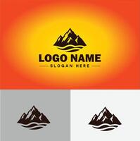 montanha pico cume logotipo vetor arte ao ar livre caminhada aventura ícone viagem logotipo modelo