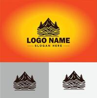 montanha pico cume logotipo vetor arte ao ar livre caminhada aventura ícone viagem logotipo modelo