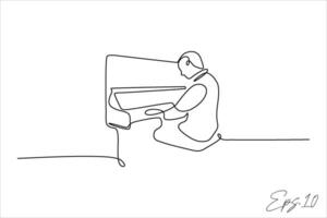 contínuo linha vetor ilustração Projeto do pessoa jogando a piano