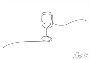 contínuo linha desenhando do uma beber vidro vetor