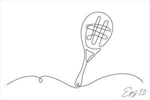 contínuo linha desenhando do badminton raquete vetor